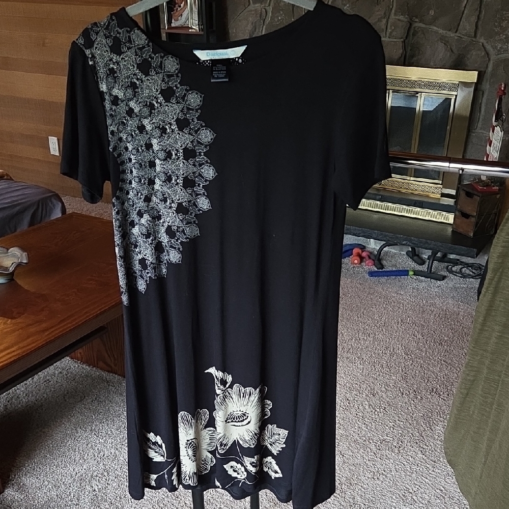 Desigual Black and White Floral Tunic Dress